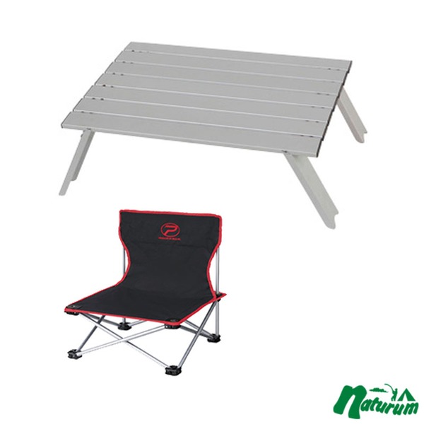 キャプテンスタッグ(CAPTAIN STAG) ロースタイル アルミロールテーブル+あぐらイス【お得な2点セット】 UC-501+PX788R コンパクト/ミニテーブル