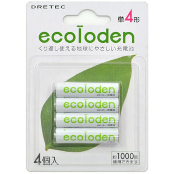 ドリテック(DRETEC) エコロでん 単4充電池 4個パック RB-404GN 電池&ソーラーバッテリー