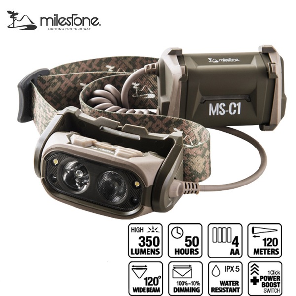 マイルストーン(milestone) MS-C1 最大350ルーメン 単三電池式 MS-C1 ヘッドランプ