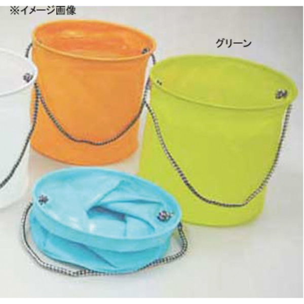 エーワン 折りためて便利な！ぺちゃんこ丸バケツ EBP-21-GR 魚･カニ取り仕掛･用具