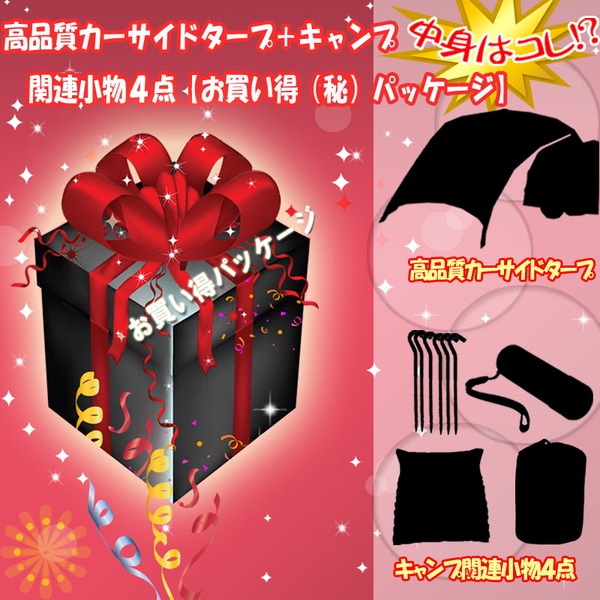 ナチュラム 高品質カーサイドタープAL+キャンプ関連小物4点【お買い得(秘)パッケージ】   カーサイド型タープ