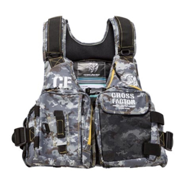 クロスファクター(CROSS FACTOR) カモフラフローティングゲームベスト GX WFA801 タックル収納付き