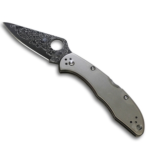 【送料無料】Spyderco(スパイダルコ) デリカ4 ダマスカス チタンハンドル 直刃 C11TIPD