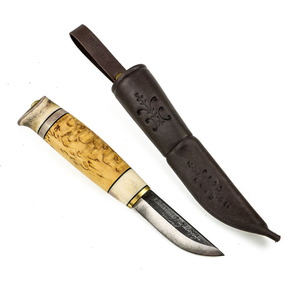 【送料無料】Kauhavan Puukko Paja(カウハヴァンプーッコパヤ) Poronsarvi/visa 77 #604 7.7cm ブレード(ナチュラル)×シース(ブラウン) 27522