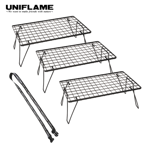 アウトドア テーブル/チェア ユニフレーム(UNIFLAME) フィールドラックブラック×3+コンプレッション 
