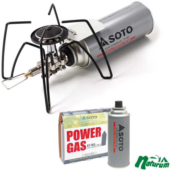 SOTO レギュレーターストーブ【ナチュラム別注カラー】+パワーガス×3【お得な2点セット】 ST-N310WH ガス式