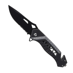 【送料無料】Smith&Wesson(スミス&ウェッソン) フォールディングナイフ 半波刃 刃長87mm ブラック×グレー SW608S