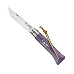OPINEL(オピネル) ステンレススチール#6 革紐付き Colorama 約73mm グレーパープル 41404