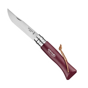 OPINEL(オピネル) ステンレススチール#8 革紐付き Colorama 約85mm バーガンディ 41428