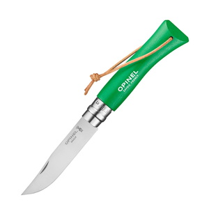 OPINEL(オピネル) ステンレススチール#7 革紐付き Colorama 約80mm グリーン 41413