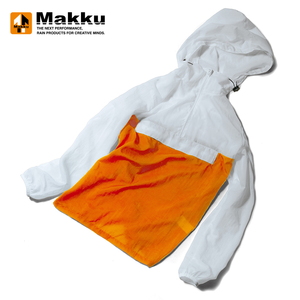 マック(Makku) 撥水 シアー アノラック Ｌ オレンジ×ホワイト AS-610A