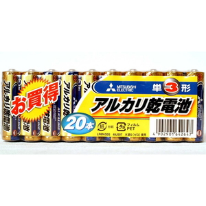 MITSUBISHI(三菱電機) アルカリ乾電池 単3形 20本入 LR6N/20S 電池･ソーラーバッテリー