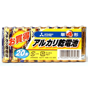 MITSUBISHI(三菱電機) アルカリ乾電池 単4形 20本入 LR03N/20S 電池･ソーラーバッテリー