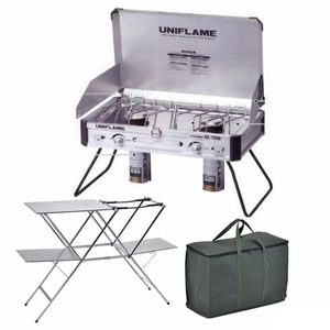 ユニフレーム(UNIFLAME) ツインバーナー US-1900+キッチンスタンドIII+UFギアバッグ50【3点セット】   ガス式