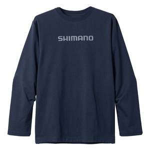 シマノ(SHIMANO) ＳＨ-０１１Ｖ コットンロゴ ロングスリーブ Ｍ ネイビー 824943