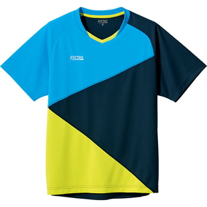VICTAS(ヴィクタス) カラーブロック ＧＳ ゲームシャツ １４０ （５１６０）ターコイズ×ネイビー YTT-612103