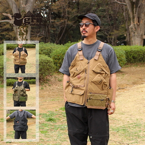 【送料無料】ジーアールエヌアウトドア（grn outdoor） 【２３春夏】ＴＥＢＵ ＲＩＦＬＥＭＡＮ ＶＥＳＴ Ｌ ＯＬＩＶＥ GO3205Q