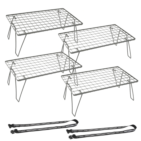 ユニフレーム(UNIFLAME) フィールドラック別注カラー×4+コンプレッションベルト1300(2本)【お得な6点セット】   ツーバーナー&マルチスタンド