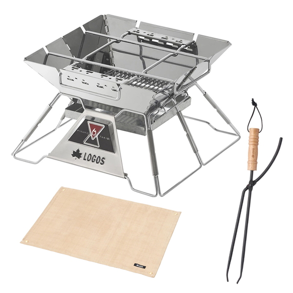 ロゴス(LOGOS) the ピラミッドTAKIBI+たき火台シート+LOGOS 薪ばさみ【お得な3点セット】   焚火台