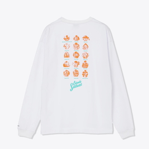 Columbia(コロンビア) 【２３秋冬】ティガー ガーデン ロングスリーブ Ｔシャツ メンズ Ｍ １０２（Ｗｈｉｔｅ×Ｏｒａｎｇｅ Ａｒｃｈｉｖｅ） PM0568