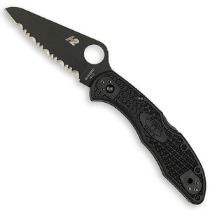 【送料無料】Spyderco(スパイダルコ) ソルト2 H2鋼材 チタンコーティング 波刃 サビにくいナイフ オールブラック C88SBBK2