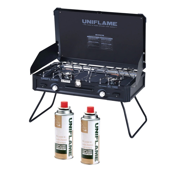 ユニフレーム(UNIFLAME) ツインバーナーUS-1900 LTD+プレミアムガス(1本)UG-P250   ガス式