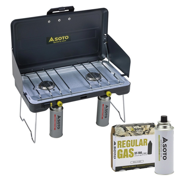 SOTO 2バーナー+レギュラーガス 3本パック ST-527+ST-7001 ガス式