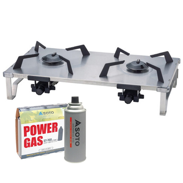 SOTO レギュレーター2バーナーGRID+パワーガス 3本パック ST-528+ST-7601 ガス式