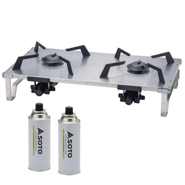 SOTO レギュレーター2バーナーGRID+レギュラーガス×2 ST-528+ST-700 ガス式