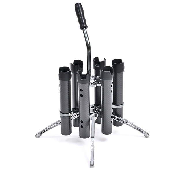 DLIVE(ドライブ) ロッドスタンド 「フォース」マットカーボン ガンメタ シリコンキャップ版 ホルダー6本 DLF-RS2MCCP-GU2 室内