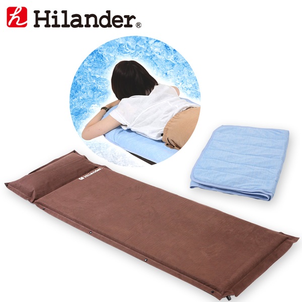 Hilander(ハイランダー) スエードインフレーターマット5.0cm+冷感敷パット【お買い得2点セット】 UK-2+N-01 インフレータブルマット