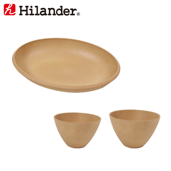 Hilander(ハイランダー) ナチュラルプレート パーソナルセット HCA026A-SET ウッド製お皿