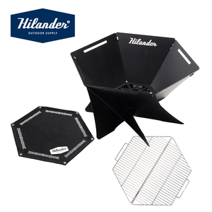 Hilander(ハイランダー) 【お得なセット】焚き火台 六花(りっか)Black Edition3点セット   焚火台
