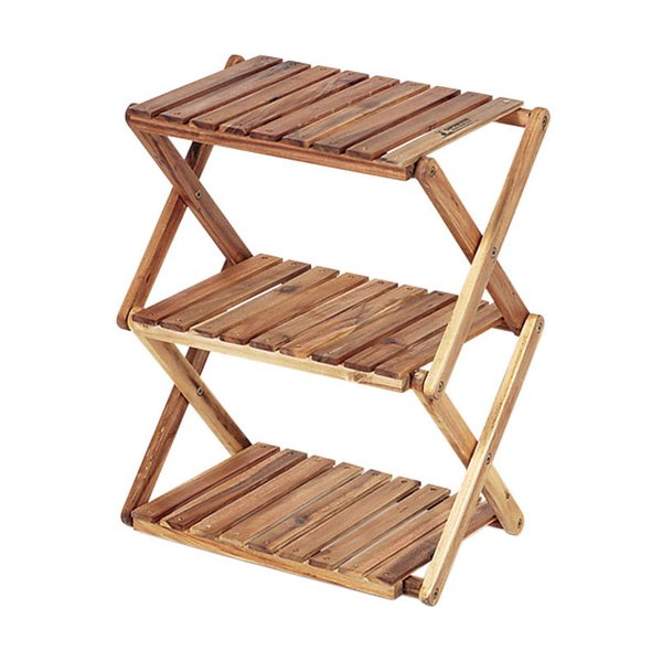 キャプテンスタッグ(CAPTAIN STAG) CSクラシックス 木製3段ラック 465×300×H570mm UP-2504 ツーバーナー&マルチスタンド