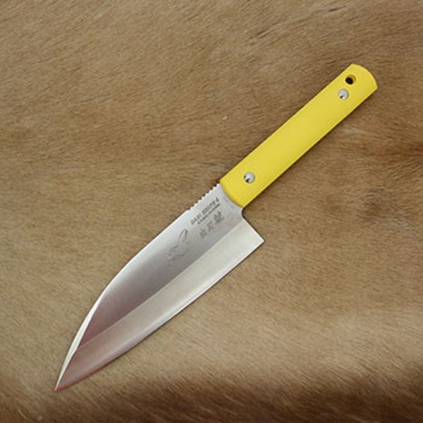 G･サカイ サビナイフ4 出刃シャチ 黄 片刃 11471 シースナイフ