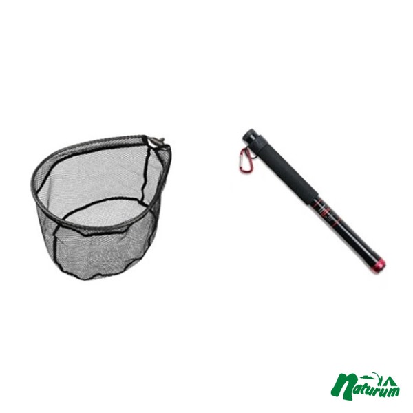 ナチュラム ★ランディングシャフトミニ + アルミフレームラバーコーティングネット★   小継セット(シャフト3～4.99m)