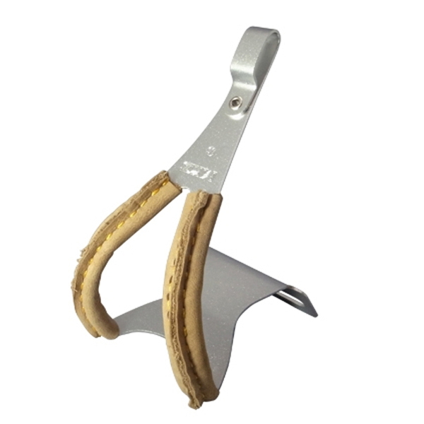 MKS(三ヶ島製作所) TOE CLIP ALLOY w/leather 皮付トークリップ アルミ サイクル/自転車   ペダル