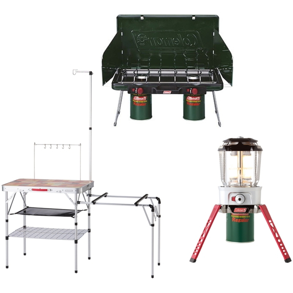 Coleman(コールマン) 【お買得3点】パワーハウスLPツーバーナーストーブII+オールインワンキッチンテーブル+ノーザンノバ 2000006707