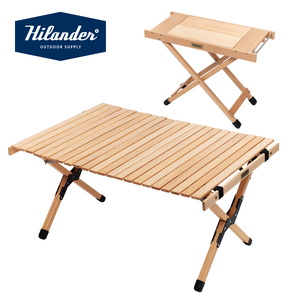 Hilander(ハイランダー) 【お得なセット】ウッドロールトップテーブルEX+ジョイントサイドテーブル2 HCJ-003+HCJ-042