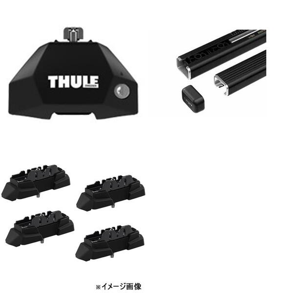 Thule(スーリー) スバル フォレスト(ルーフレールなし)SK#用 ルーフキャリア【3点セット】/スクエアバー 7107+7123+THKIT7097 ルーフ用フット･ステー
