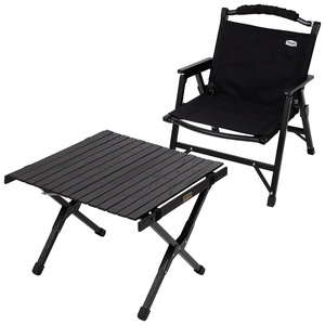 Hilander(ハイランダー) 【お得なセット】ウッドロールトップテーブルLIGHT 60+ウッドフレームチェアEX ブラックセット HCJ-035+HCJ-032