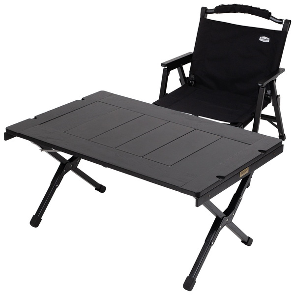 Hilander(ハイランダー) 【お得なセット】CHEF TABLE(シェフテーブル)LIGHT 90+ウッドフレームチェアEX HCJ-016+HCJ-032 キャンプテーブル