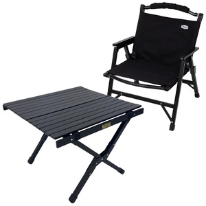 Hilander(ハイランダー) 【お得なセット】ウッドロールテーブルX Black Edition 60+ウッドフレームチェアEX HCJ-049+HCJ-032