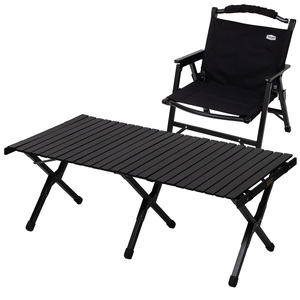 Hilander(ハイランダー) 【お得なセット】ウッドロールテーブルX Black Edition 120+ウッドフレームチェアEX HCJ-001+HCJ-032