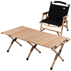 Hilander(ハイランダー) 【お得なセット】ウッドロールトップテーブルEX 120+ウッドフレームチェアEX HCJ-004+HCJ-037