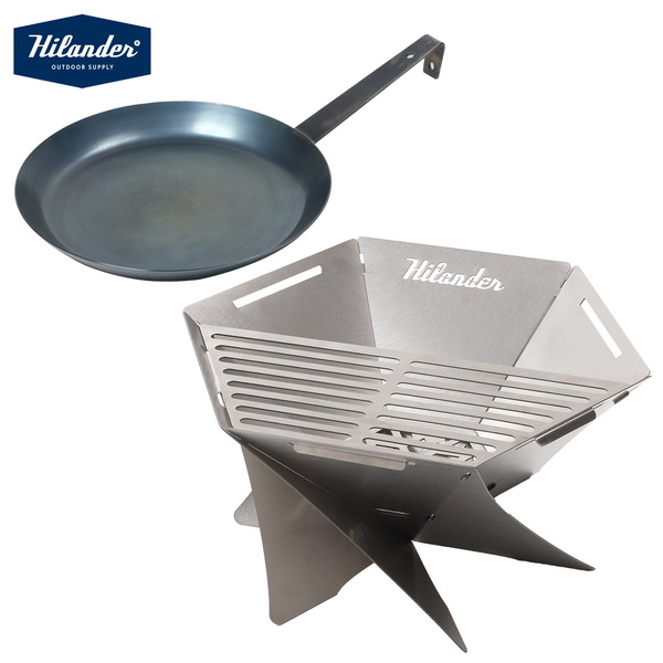 Hilander(ハイランダー) 【お得なセット】六花焚き火フライパン26cm+焚き火台 六花(りっか)(梯形五徳付き) HCF-012F+HCS-003 フライパン
