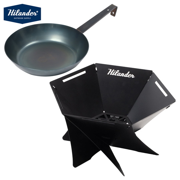 Hilander(ハイランダー) 【お得なセット】六花焚き火フライパン24cm深型+焚き火台 六花(りっか)Black Edition HCF-013F+HCS-005 フライパン
