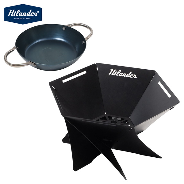 Hilander(ハイランダー) 【お得なセット】六花スタッキングパン+焚き火台 六花(りっか)Black Edition HCF-014F+HCS-005 フライパン
