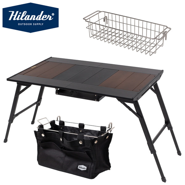 Hilander(ハイランダー) 【お得なセット】リットテーブルワイド+エクステンション ストレージケース+メッシュユニット HCD-007+HCS-012･013 キャンプテーブル