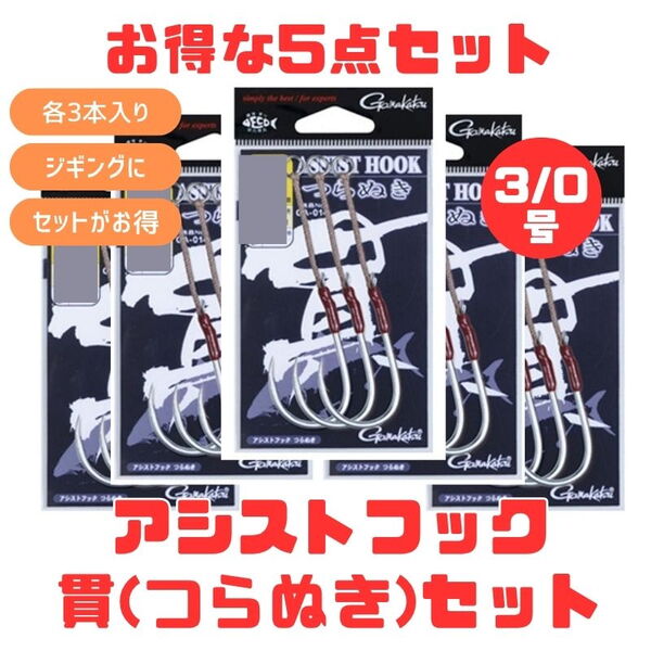 がまかつ(Gamakatsu) アシストフック 貫(つらぬき)【お得な5個セット